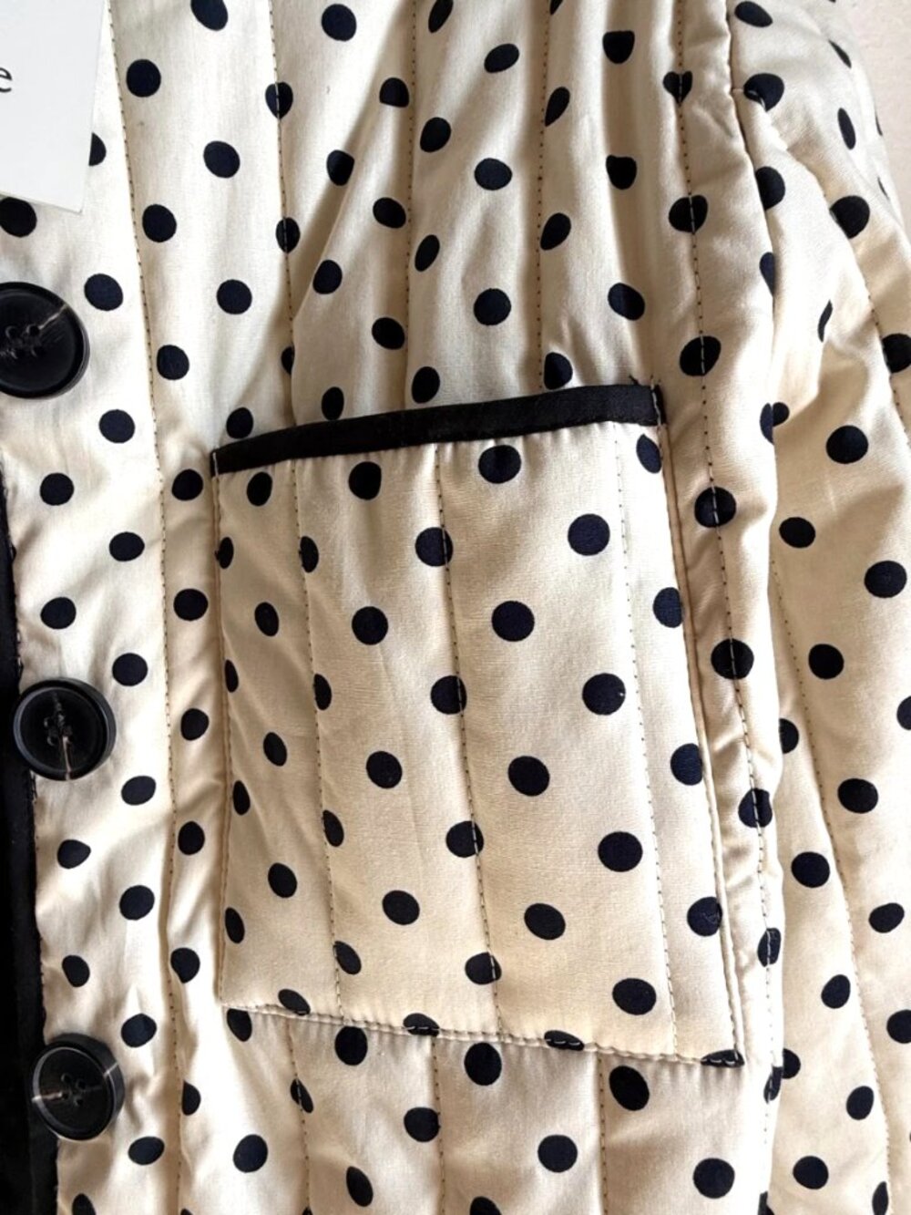Joie Women's Reversible Quilted Jacket Cream Polka Dot Black Cotton Size S NWT - Picture 4 of 16